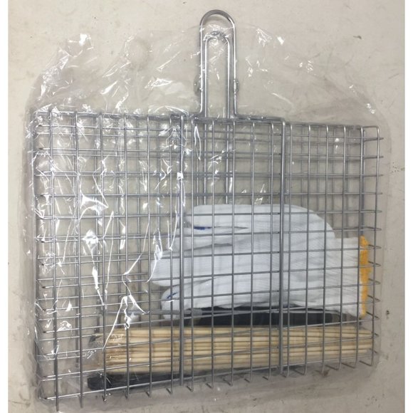 BBQ Grill Basket with Bag , Gloves, Wooden Skewers and Utensils New In Packaging - Picture 5 of 7